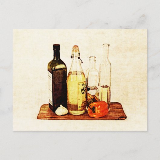 Ölflaschen und Öle aus Olivenöl Postkarte (Vorderseite)