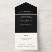 Olga Black Modern Wedding All In One Einladung (Innen Boden)