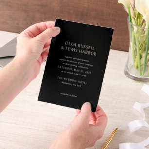 Olga Black Modern Wedding Pergament Einladungen