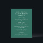 Olga Emerald Green Modern Wedding Menükarte<br><div class="desc">Moderne Hochzeitsmenüs mit einem sauberen und schlichten Design mit kühnen Schriftart.</div>