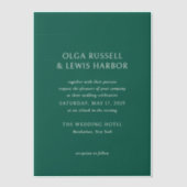 Olga Emerald Green Modern Wedding Pergament Einladungen (Vorderseite)