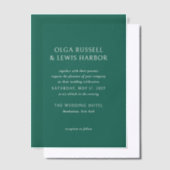 Olga Emerald Green Modern Wedding Pergament Einladungen (Versetzt)
