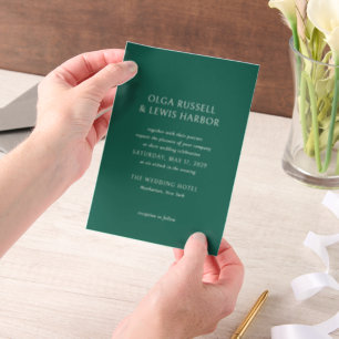Olga Emerald Green Modern Wedding Pergament Einladungen