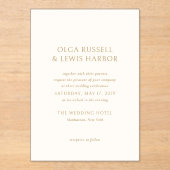 Olga Ivory und Gold Moderne Hochzeit Acryleinladungen (Vorderseite)