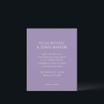 Olga Lila Modern Wedding Einladung<br><div class="desc">Moderne Hochzeitseinladungen mit einem sauberen und einfachen Design mit kühnen Schriftart.</div>