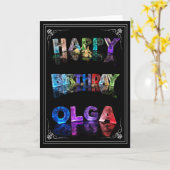 Olga - Name in Lights Grußkarte (Foto) Karte (Gelbe Blume)