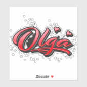 Olga red Heart Graffiti Aufkleber Sticker (Blatt)