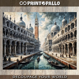 Ölgemälde am Canale Grande von Venedig mit San Mar Seidenpapier