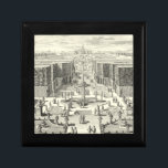 Ölgemälde am Garten von Versailles Erinnerungskiste<br><div class="desc">Ein verlockendes Schwarz-Weiß-Ölgemälde der Brunnen im Garten von Versailles von Paul Decker. Decker war ein architektonischer Lehrling im 16. Jahrhundert. Er produzierte eine Reihe von Entwürfen,  die in einem Buch veröffentlicht wurden,  darunter dieses. Wenn Sie jemanden kennen,  der wunderschöne künstlerische architektonische Rendezvous genießt,  dann wäre das ein perfektes Geschenk!</div>
