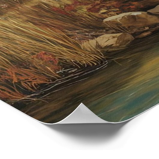 Ölgemälde an der Herbstinsel Poster (Ecke)