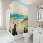  Ölgemälde an Meeresdünen mit Möwen Duschvorhang (Beispiel)