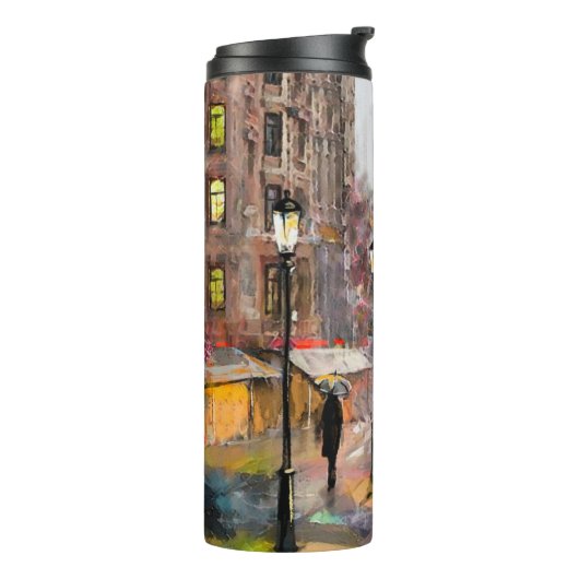 Ölgemälde auf der Leinwand, Blick auf die Straße v Thermosbecher (Nach links gedreht)