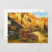 Ölgemälde ~ Auf der Postkarte ermüdet (Vorne/Hinten)