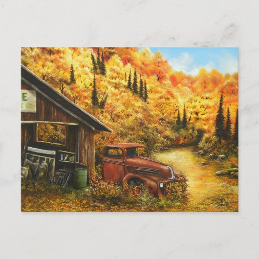 Ölgemälde ~ Auf der Postkarte ermüdet (Vorderseite)