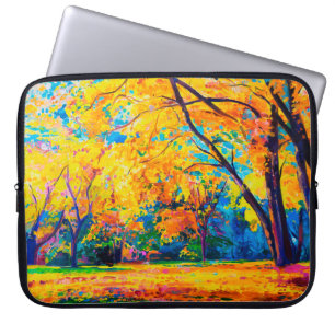 Ölgemälde auf Leinwand. Gelbe Bäume. Moderne Kunst Laptopschutzhülle
