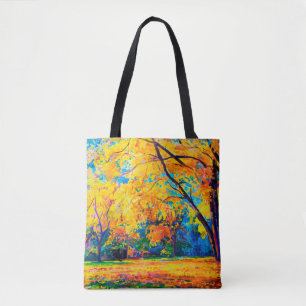 Ölgemälde auf Leinwand. Gelbe Bäume. Moderne Kunst Tasche