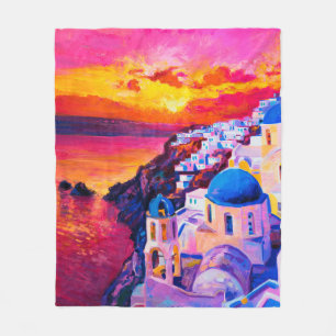 Ölgemälde auf Leinwand. Sonnenuntergang über der I Fleecedecke