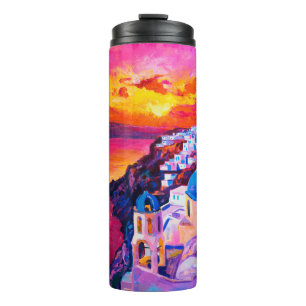 Ölgemälde auf Leinwand. Sonnenuntergang über der I Thermosbecher
