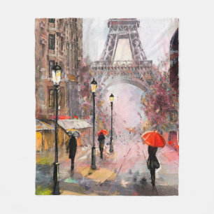 Ölgemälde auf Leinwand, Straßenansicht von Paris. Fleecedecke