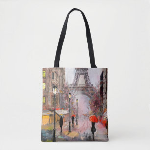 Ölgemälde auf Leinwand, Straßenansicht von Paris. Tasche