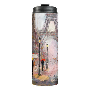 Ölgemälde auf Leinwand, Straßenansicht von Paris.  Thermosbecher