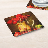 Ölgemälde aus roten Blume und frischen Früchten Untersetzer (angewinkelt)