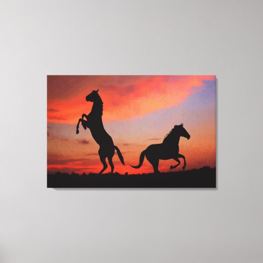 Ölgemälde aus schwarzem Stallon-Silhouette Leinwanddruck (Vorderseite)