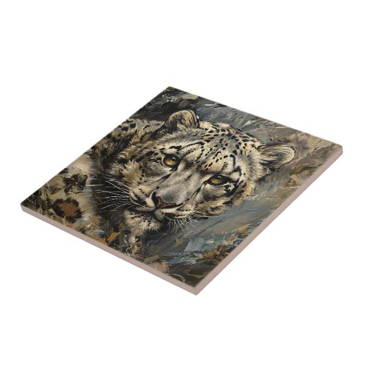 Ölgemälde aus Snow Leopard Fliese (Seite)