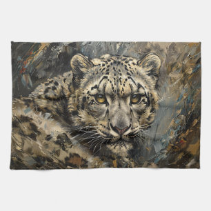 Ölgemälde aus Snow Leopard Geschirrtuch