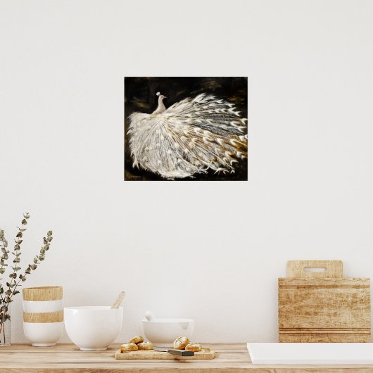 Ölgemälde aus weißem Pfauenöl Feine Kunst Poster (Küche)