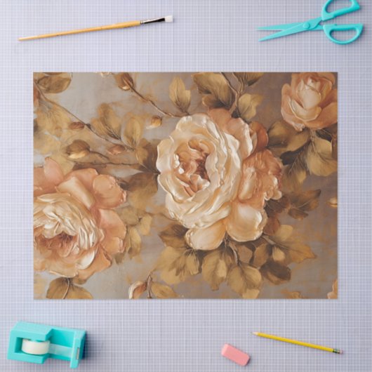 Ölgemälde aus Weißkupfer Rose Herbst Seidenpapier (Basteln)