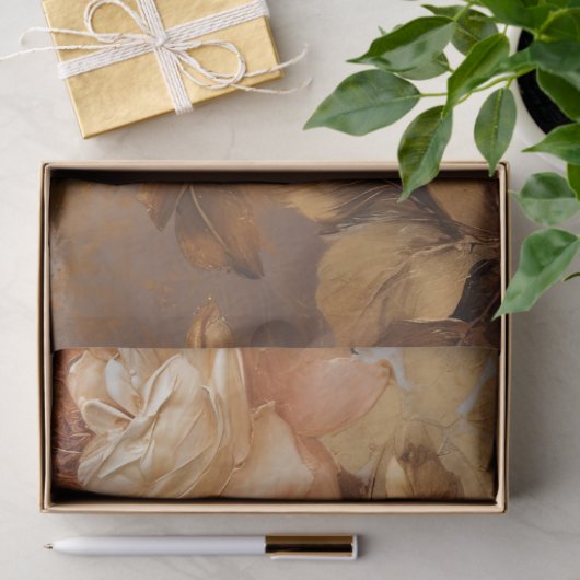 Ölgemälde aus Weißkupfer Rose Herbst Seidenpapier (Geschenk)