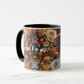 Ölgemälde Bouquet von Wildblumen Kaffeezubereitung Tasse (Vorderseite Links)