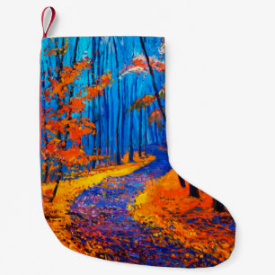 Ölgemälde, das einen schönen Herbstwald auf L zeig Kleiner Weihnachtsstrumpf