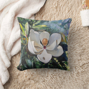 Ölgemälde der Magnolienblüte der Harmonie der Natu Kissen