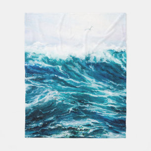  Ölgemälde, die Wellen im Ozean oder auf dem Meer  Fleecedecke