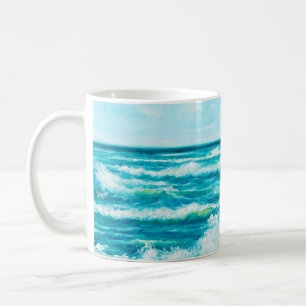 Ölgemälde, die Wellen im Ozean oder auf dem Meer Kaffeetasse