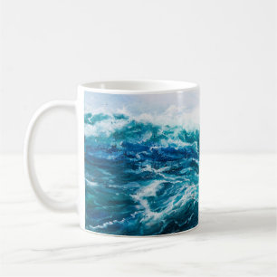 Ölgemälde, die Wellen im Ozean oder auf dem Meer Kaffeetasse