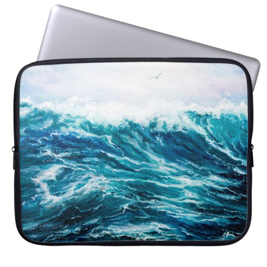 Ölgemälde, die Wellen im Ozean oder auf dem Meer Laptopschutzhülle (Vorderseite)