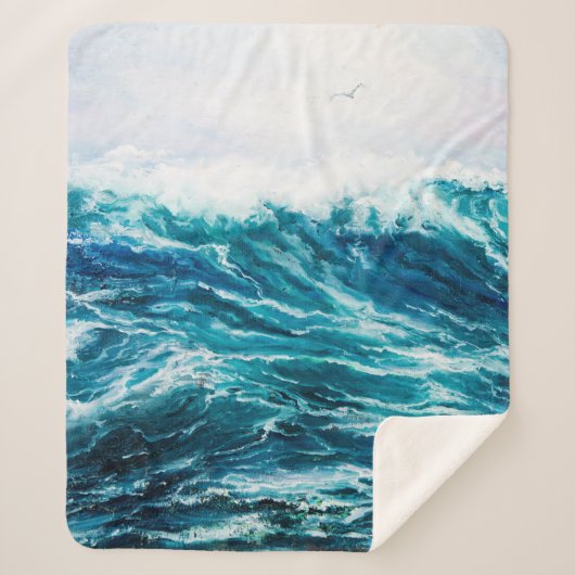 Ölgemälde, die Wellen im Ozean oder auf dem Meer Sherpadecke (Vorderseite)