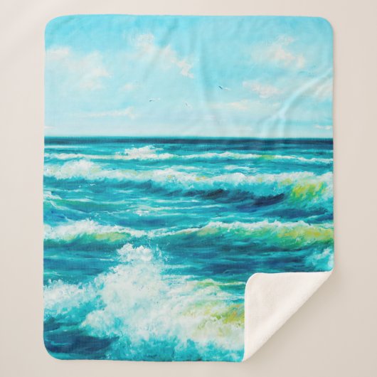  Ölgemälde, die Wellen im Ozean oder auf dem Meer  Sherpadecke (Vorderseite)