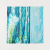 Ölgemälde, die Wellen im Ozean oder auf dem Meer Wandteppich (Vorderseite (Horizontal))