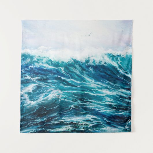 Ölgemälde, die Wellen im Ozean oder auf dem Meer Wandteppich (Vorderseite)