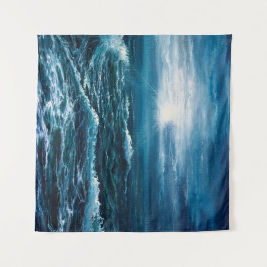  Ölgemälde, die Wellen im Ozean oder auf dem Meer  Wandteppich (Vorderseite (Horizontal))