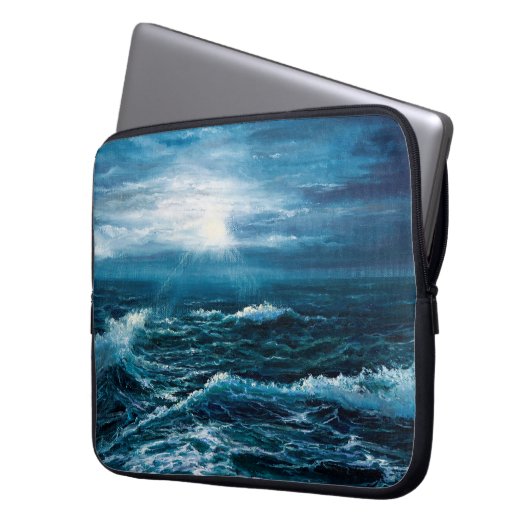 Ölgemälde, die Wellen im Ozean oder im Meer auf de Laptopschutzhülle (Vorderseite Links)