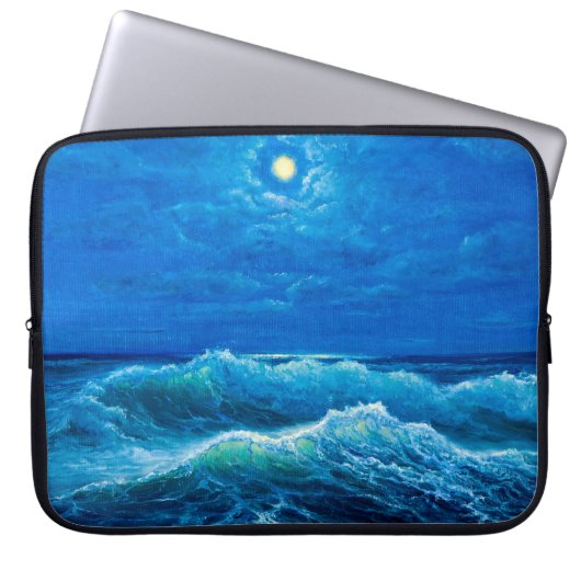 Ölgemälde, die Wellen im Ozean oder im Meer auf de Laptopschutzhülle (Vorderseite)