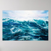 Ölgemälde, die Wellen im Ozean oder im Meer auf de Poster (Vorne)