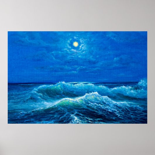 Ölgemälde, die Wellen im Ozean oder im Meer auf de Poster (Vorne)