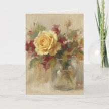 "Ölgemälde einer einzelnen Rose" Grußkarte