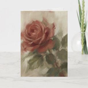 "Ölgemälde einer einzelnen Rose" Grußkarte Karte